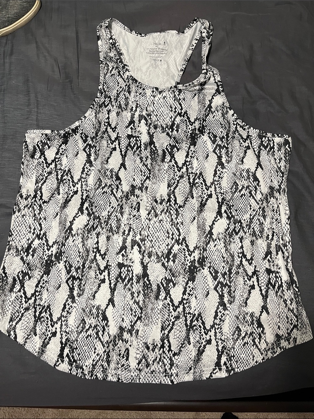JJ MALIBU Snake Print Racerback Tank Top - Black & White